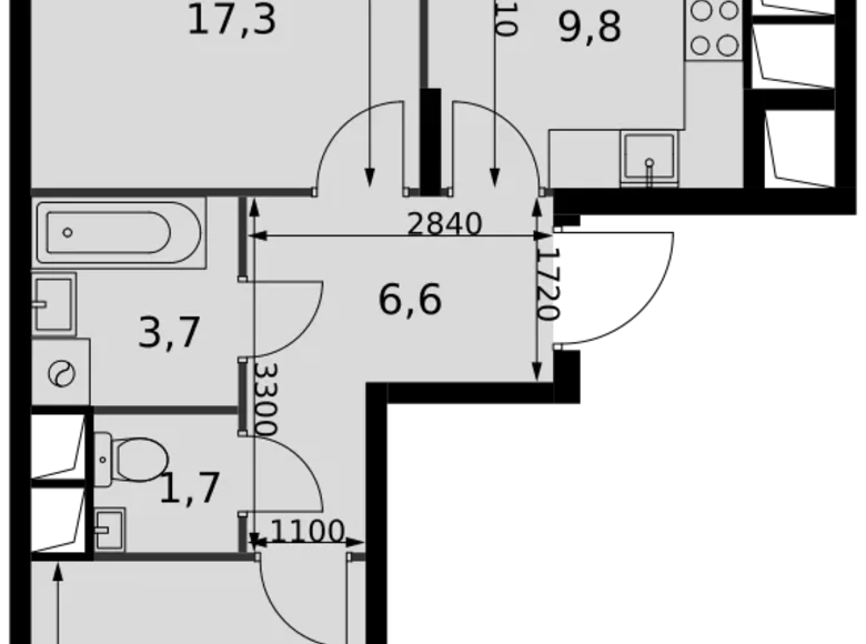 Mieszkanie 2 pokoi 53 m² Razvilka, Rosja