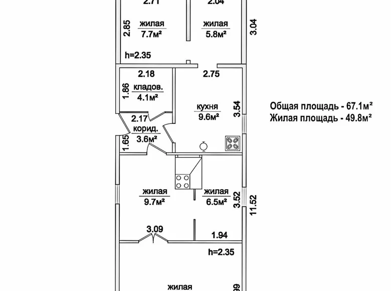 Дом 67 м² Киселевецкий сельский Совет, Беларусь