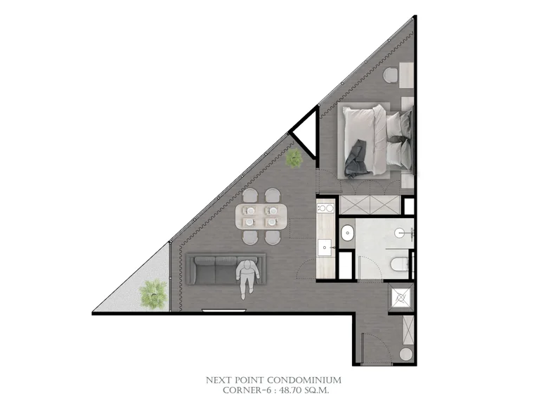 Wohnung 1 Schlafzimmer 49 m² Rawai, Thailand