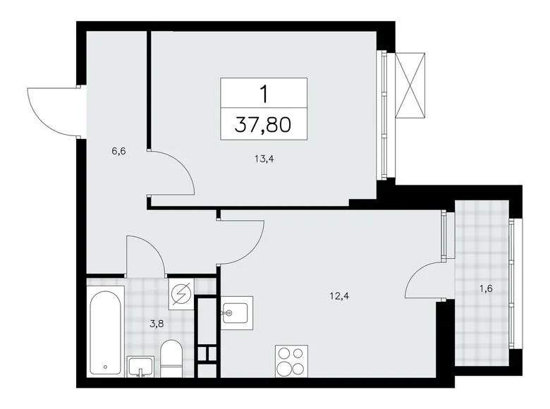 Mieszkanie 1 pokój 38 m² poselenie Sosenskoe, Rosja