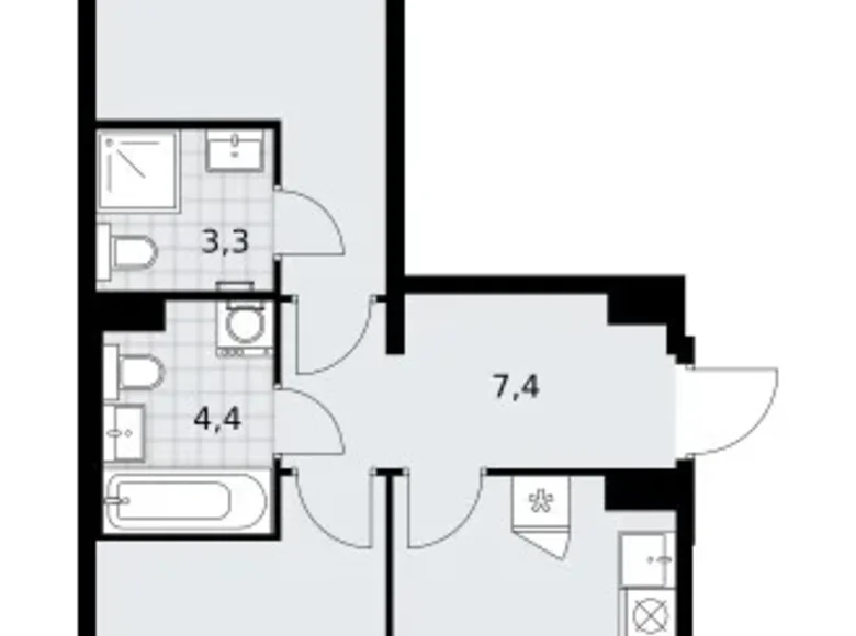 Apartamento 2 habitaciones 59 m² Troitsk, Rusia