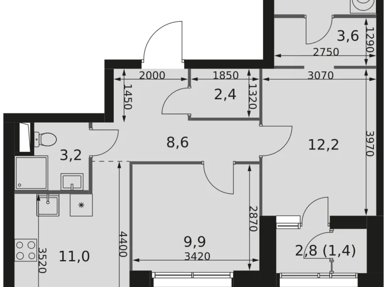 Appartement 2 chambres 57 m² Moscou, Russie