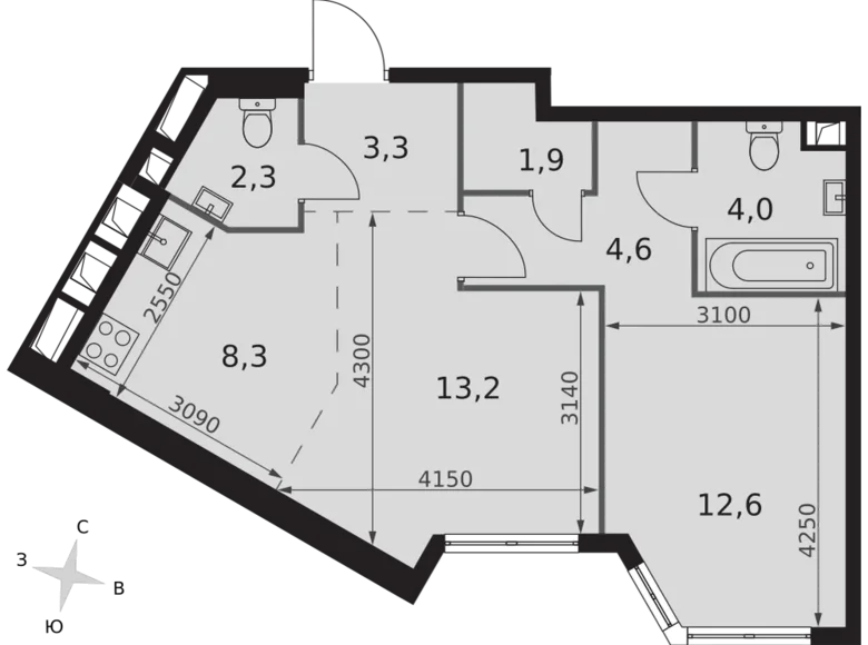 Apartamento 2 habitaciones 50 m² Konkovo District, Rusia