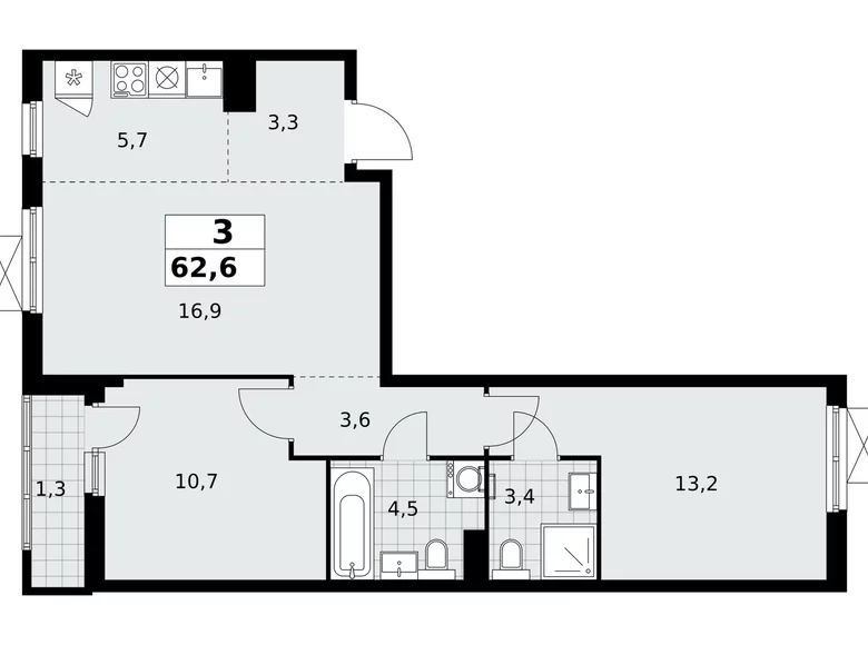 Wohnung 3 Zimmer 63 m² poselenie Sosenskoe, Russland