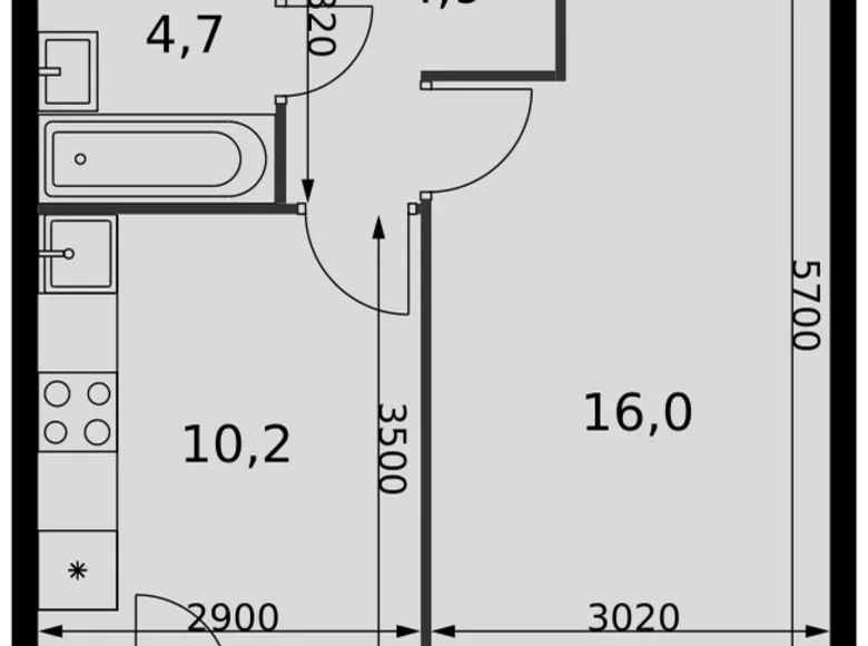 Mieszkanie 1 pokój 37 m² Razvilka, Rosja