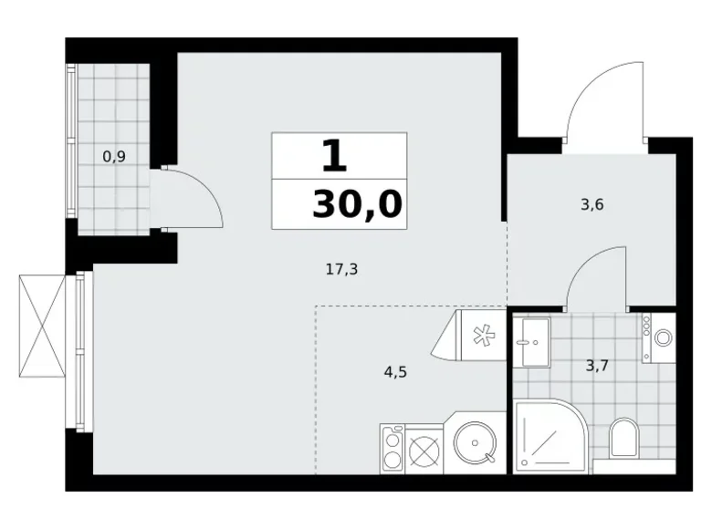 1 room apartment 30 m² poselenie Sosenskoe, Russia