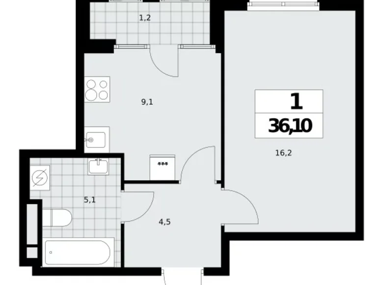 Wohnung 1 zimmer 36 m² Nördlicher Verwaltungsbezirk, Russland