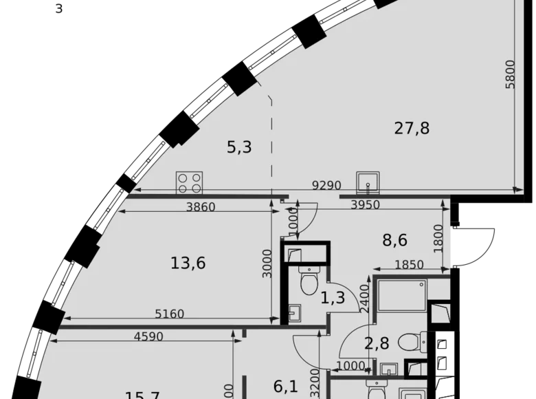 Квартира 3 комнаты 86 м² Северо-Западный административный округ, Россия