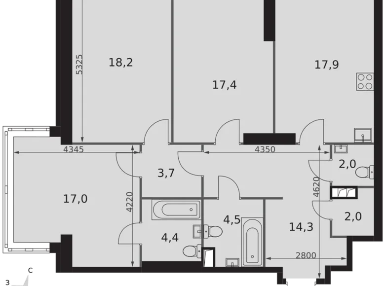 Mieszkanie 3 pokoi 101 m² Konkovo District, Rosja