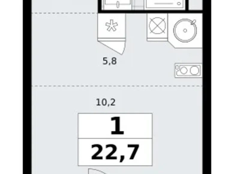 Mieszkanie 1 pokój 23 m² poselenie Sosenskoe, Rosja