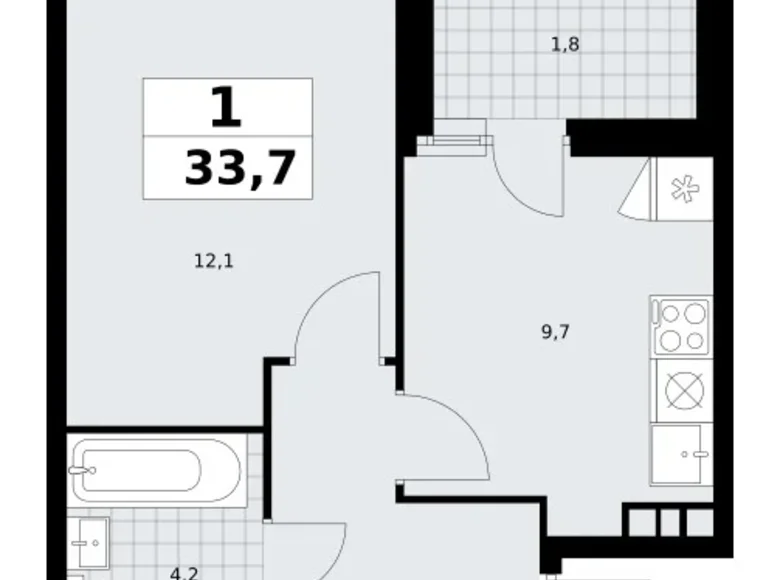 1 room apartment 34 m² poselenie Sosenskoe, Russia