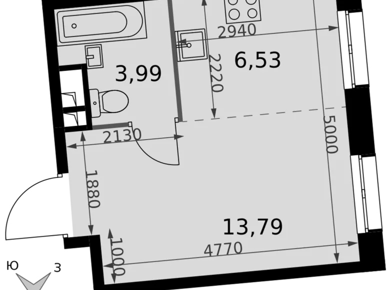 Студия 1 комната 24 м² Москва, Россия