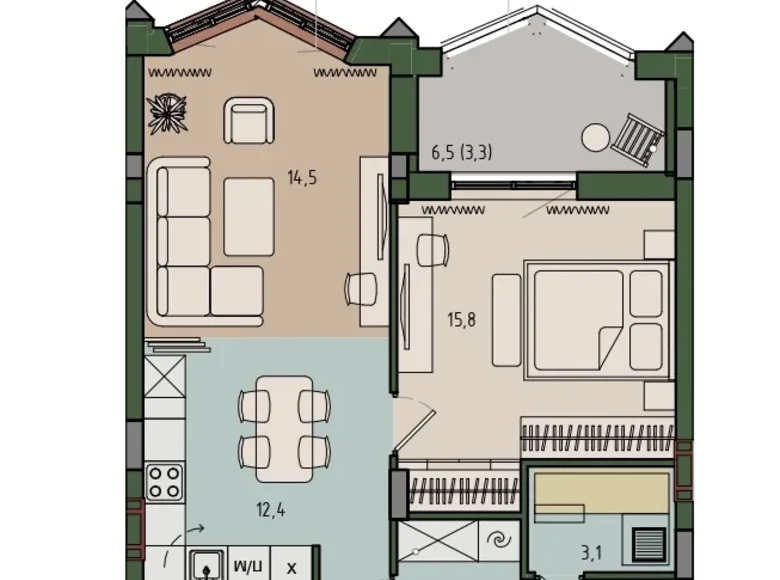 Mieszkanie 1 pokój 65 m² Królewiec, Rosja