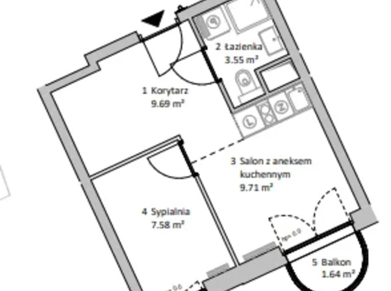 Mieszkanie 2 pokoi 31 m² Warszawa, Polska