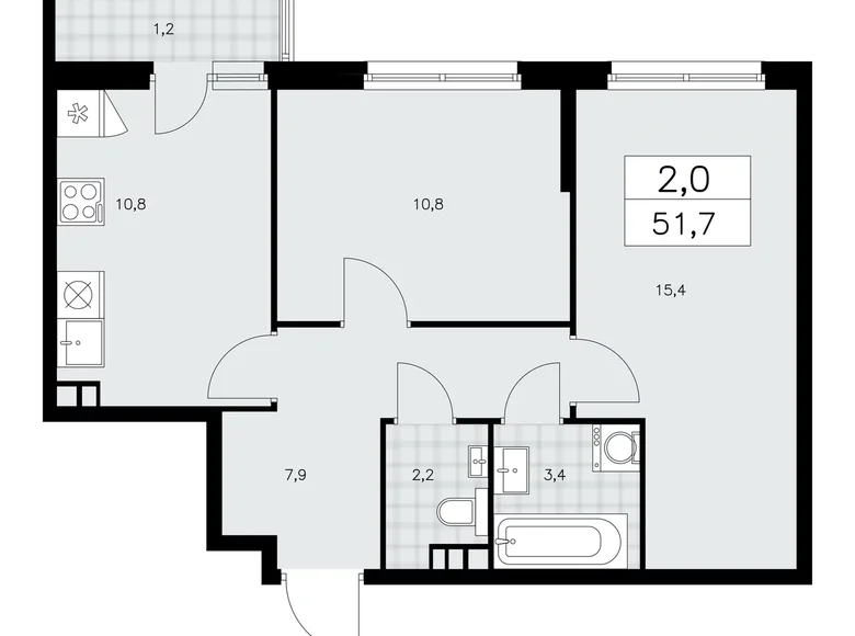 Apartamento 2 habitaciones 52 m² poselenie Sosenskoe, Rusia