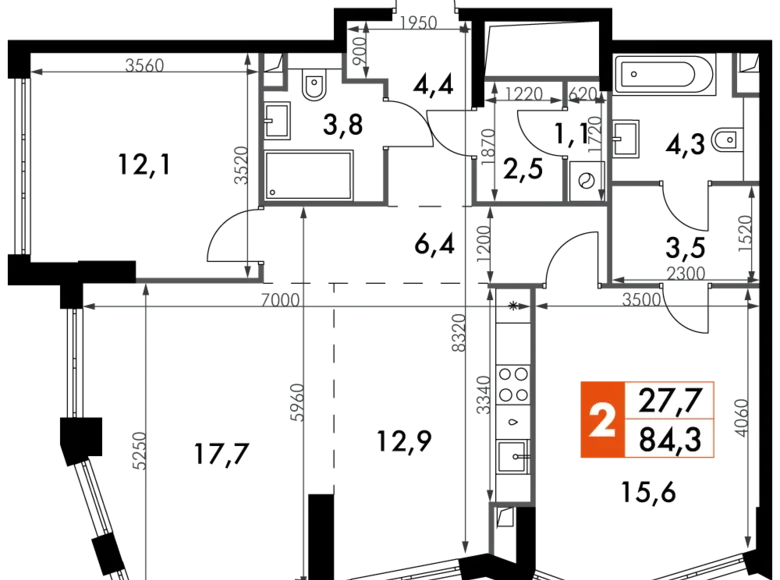 Wohnung 3 zimmer 84 m² Nordwestlicher Verwaltungsbezirk, Russland