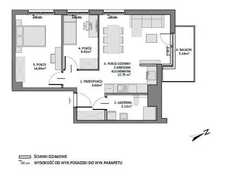 Wohnung 3 Zimmer 58 m² Danzig, Polen