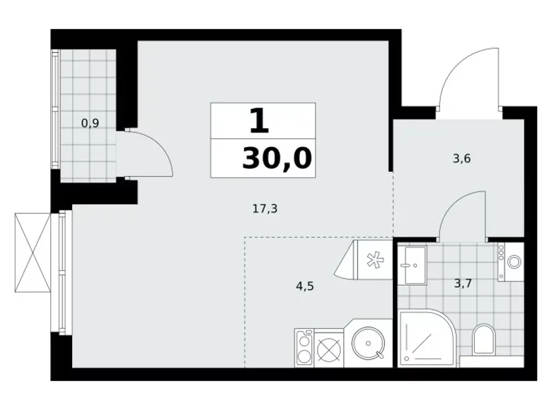 Mieszkanie 1 pokój 30 m² poselenie Sosenskoe, Rosja