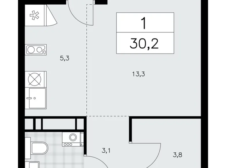 Appartement 1 chambre 30 m² poselenie Sosenskoe, Fédération de Russie