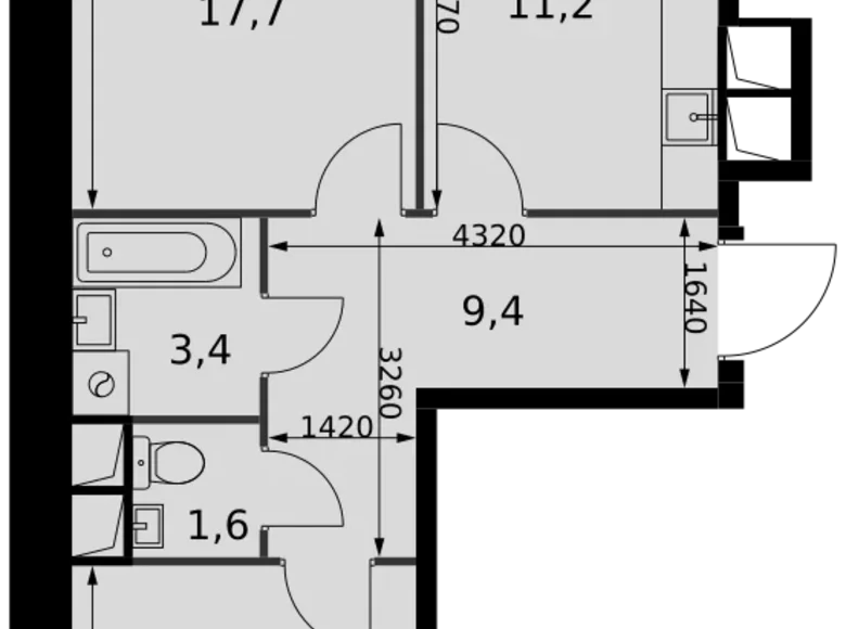 Appartement 2 chambres 58 m² Razvilka, Fédération de Russie