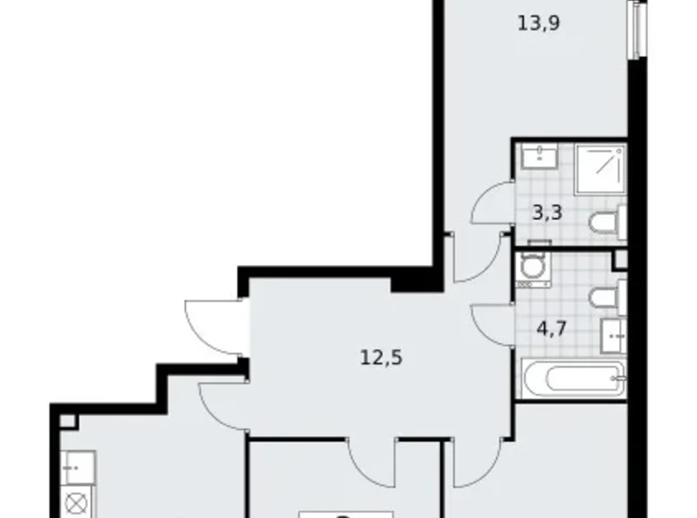 Mieszkanie 3 pokoi 72 m² Troick, Rosja