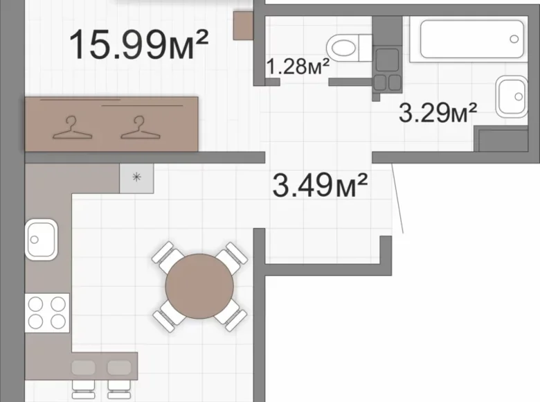 1 room apartment 42 m² Viazań, Belarus