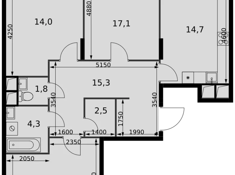 Apartamento 3 habitaciones 87 m² Razvilka, Rusia