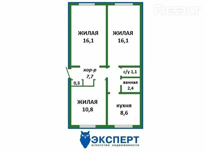 3 room apartment 63 m² Minsk, Belarus