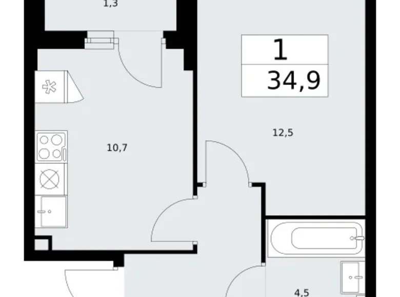 Mieszkanie 1 pokój 35 m² Troick, Rosja