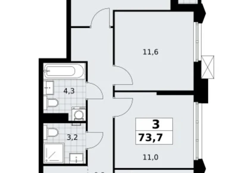 Wohnung 3 zimmer 74 m² Troizk, Russland