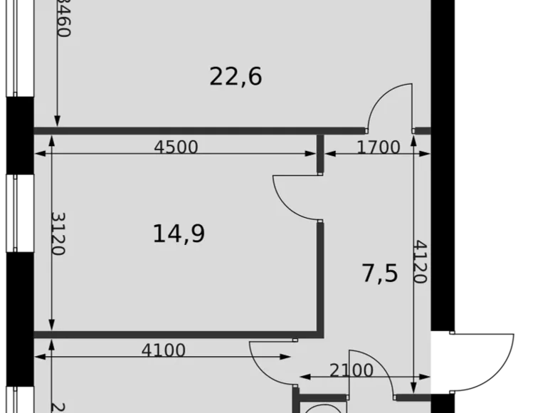 2 room apartment 58 m² Naro-Fominskiy gorodskoy okrug, Russia