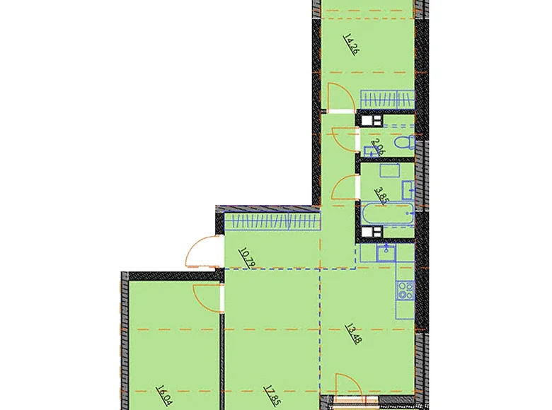 3 room apartment 81 m² Minsk, Belarus