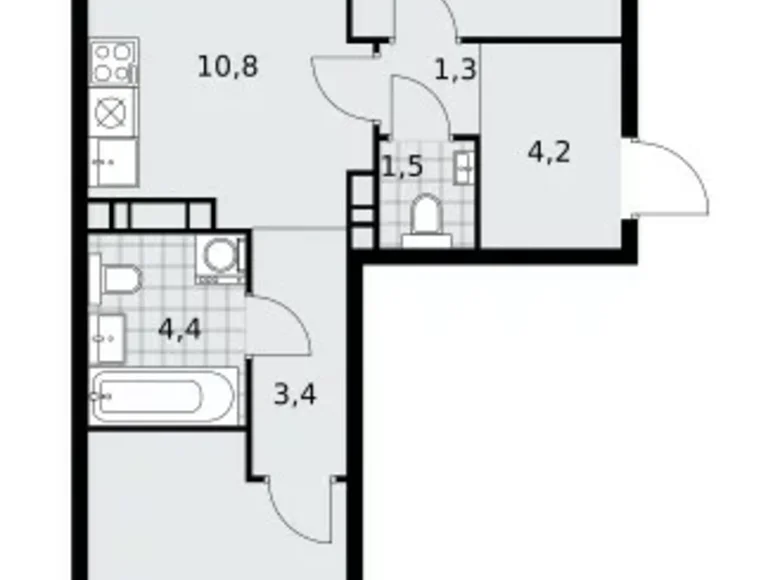 Apartamento 3 habitaciones 59 m² Moscú, Rusia