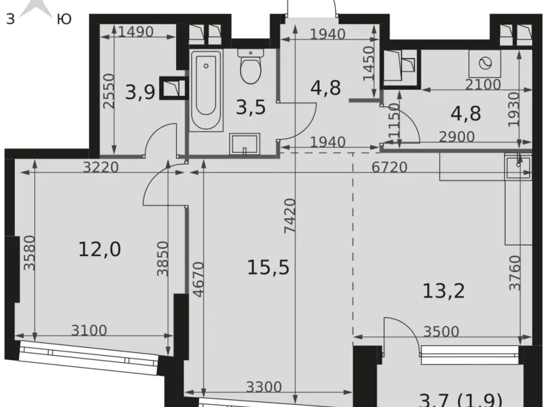 Appartement 2 chambres 60 m² Moscou, Fédération de Russie