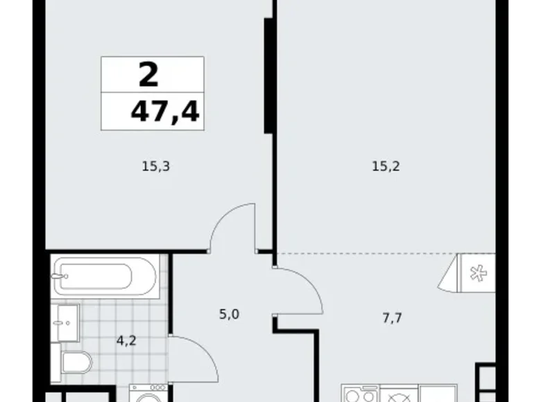 Mieszkanie 2 pokoi 47 m² poselenie Sosenskoe, Rosja