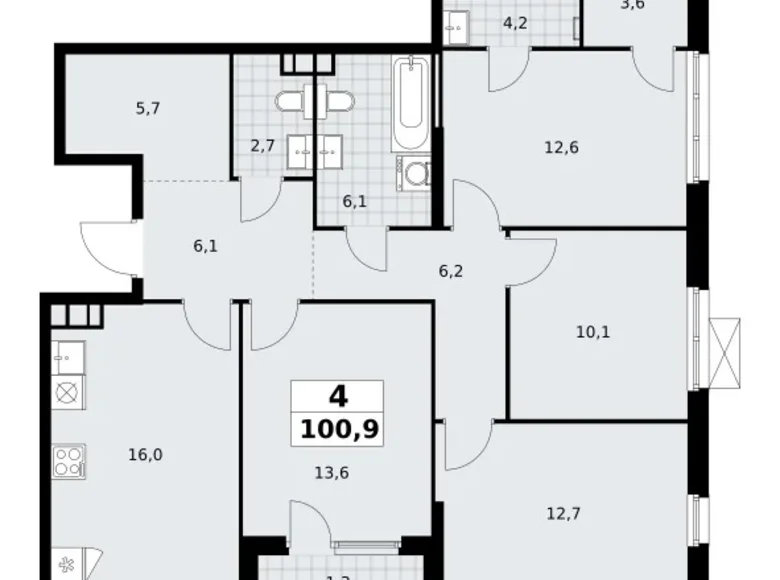 Appartement 4 chambres 101 m² South-Western Administrative Okrug, Fédération de Russie