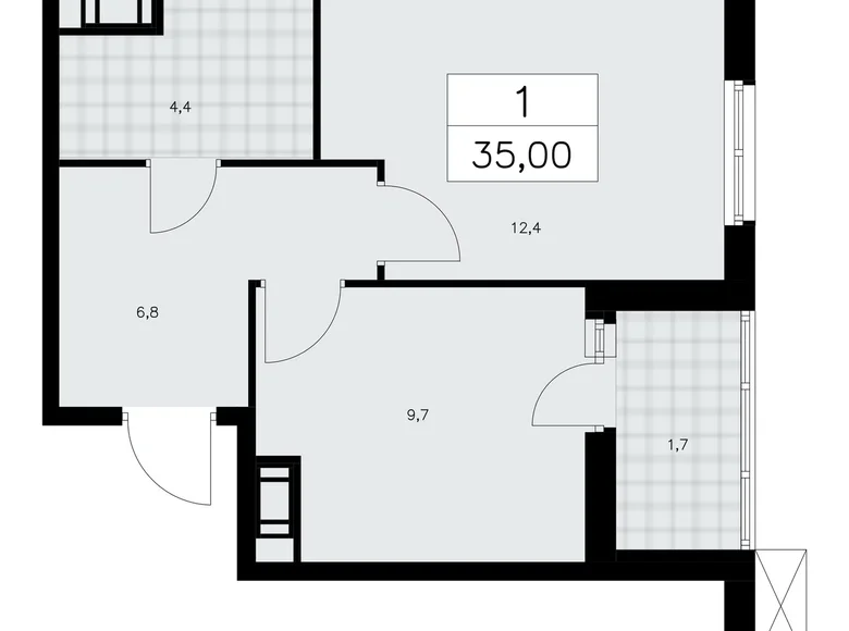 1 room apartment 35 m² Krasnoye Selo, Russia