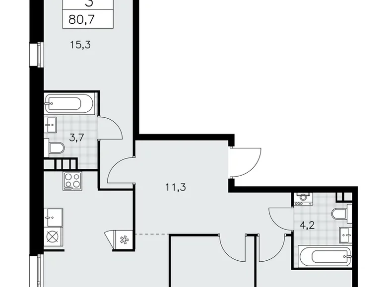 Квартира 3 комнаты 81 м² поселение Сосенское, Россия