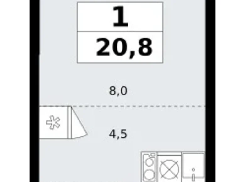 Mieszkanie 1 pokój 21 m² poselenie Sosenskoe, Rosja