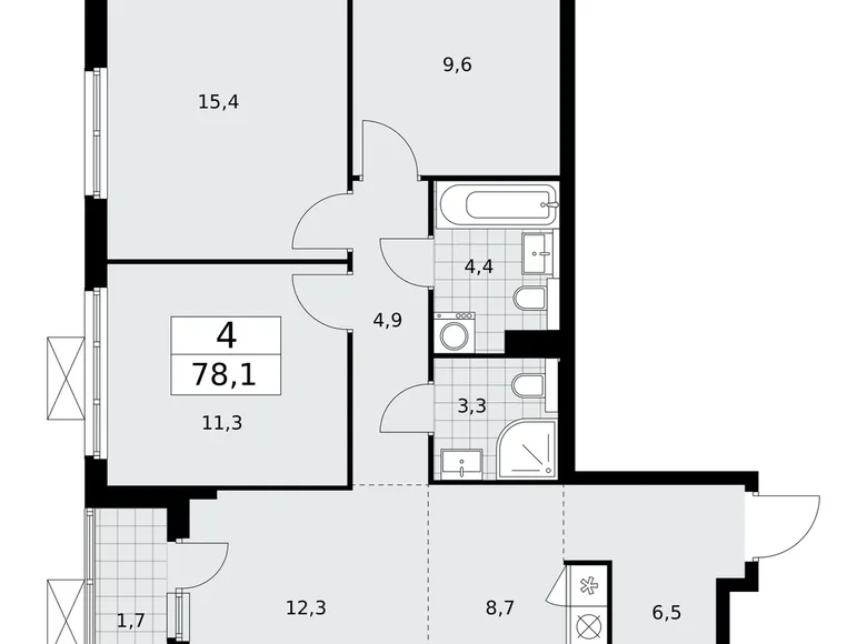 Квартира 4 комнаты 78 м² поселение Сосенское, Россия