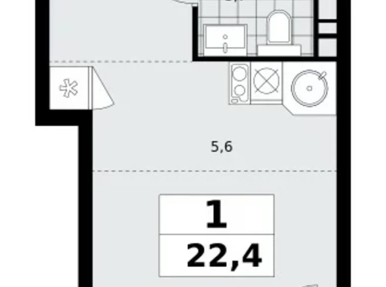 Apartamento 1 habitación 22 m² Moscú, Rusia