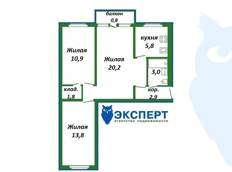 Apartamento 3 habitaciones 58 m² Minsk, Bielorrusia