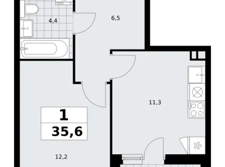 Mieszkanie 1 pokój 36 m² poselenie Sosenskoe, Rosja