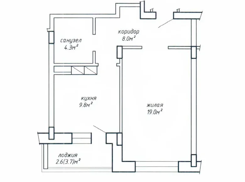 Квартира 1 комната 44 м² Минск, Беларусь