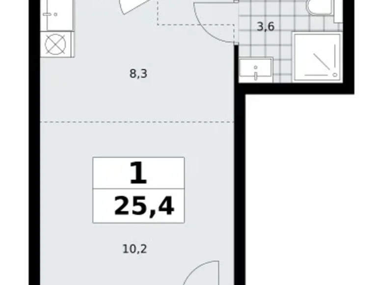 Mieszkanie 1 pokój 25 m² Moskwa, Rosja