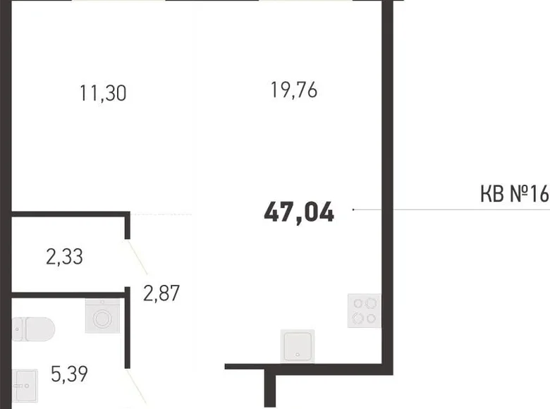 2 room apartment 47 m² Kopisca, Belarus