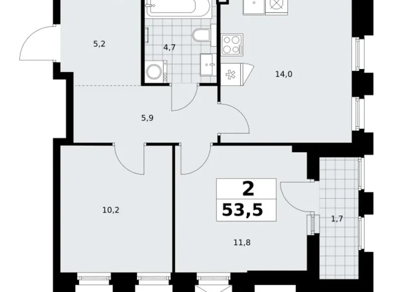 Appartement 2 chambres 54 m² Troïtsk, Russie