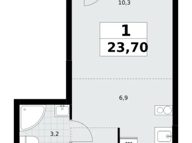 Квартира 1 комната 24 м² Postnikovo, Россия