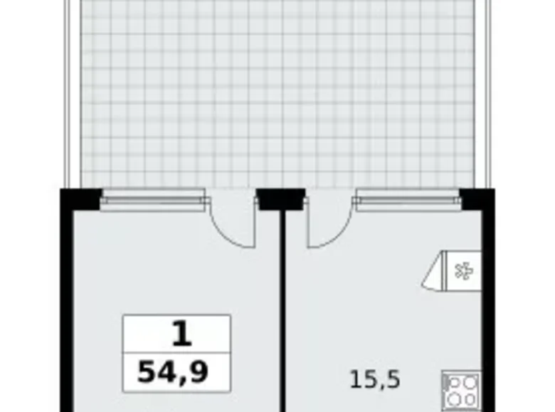 Квартира 1 комната 55 м² Москва, Россия