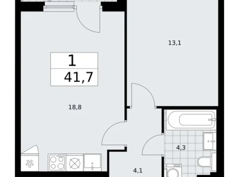 Appartement 1 chambre 42 m² Troïtsk, Russie